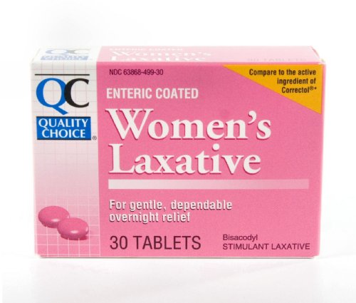 Quality Choice Enteric Coated Women's Laxative Bisacodyl 5mg. Tablets 30 Count,  Boxes (Pack of 6)