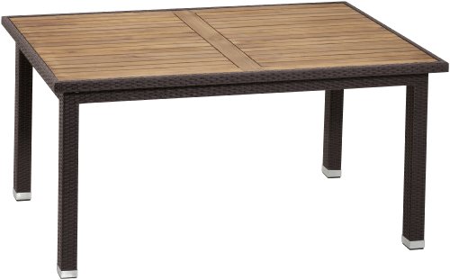 Gartenfreude 2700-1005-024 Polyrattan Tisch 160 x 90 x 75 cm, Farbe Mocca, wetterfest, mit Preisvergleich