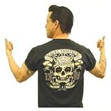 Lucky 13 Twin Forks Horned Skull Last Call For Alcohol T Shirt