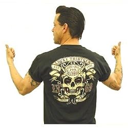 Lucky 13 Twin Forks Horned Skull Last Call For Alcohol T Shirt