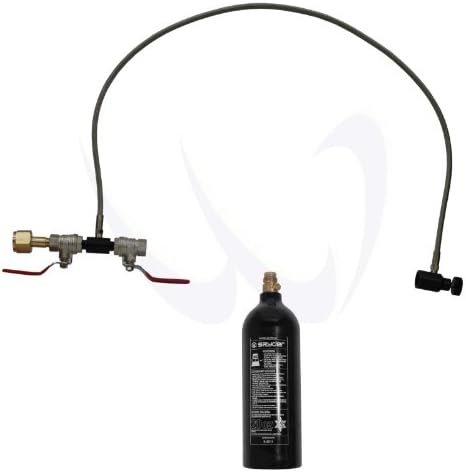 WaveToGo Paintball 20oz Co2 Tanks + Refill Fill Station Co 2 Valve Dual 50" Hose