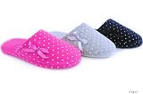 Ladies Jersey Spot Mule with Bow Slippers-Available in Black, Grey or Hot Pink