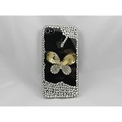 3D butterfly Bling Crystal clear rhinestone Case Cover for Apple Iphone 4 4s