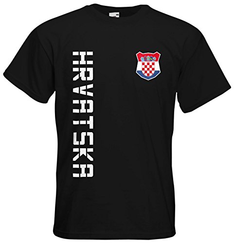 Kroatien Hrvatska EM 2016 T-Shirt Trikot Name Nummer (Schwarz, L)