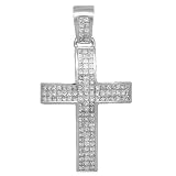 14K White Gold Mens Diamond Cross Pendant 10.17 Ctw