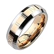 Spikes Womens Tungsten Carbide Rose Gold IP Roman Numerals Band Ring