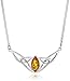 Sterling Silver Celtic Love Knots Amber Necklace, 18