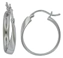 Platinum Overlay Sterling Silver Hoop Earrings (9mm)