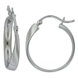Platinum Overlay Sterling Silver Hoop Earrings (9mm)