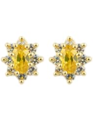 Little girl Yellow flower earrings 14k yellow Gold, cz stones, with screw back, gold is sometimes better for sensitive or allergic reaction