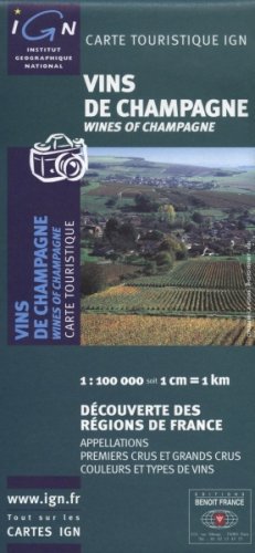 City Travel Guides Discounted  Books : Wines of Champagne ~ IGN Wine Region Map (Carte Touristique)