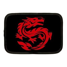 Netbook Notebook Case Medium of Tribal Red Dragon (Tattoo Art, Cool, Fantasy, Fire, Medieval)