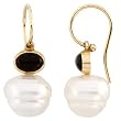 14K Yellow Gold Paspaley South Sea Cultured Pearl and Onyx Earrings - 12.00mm