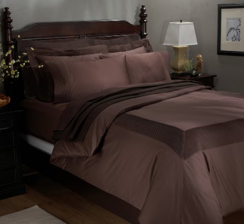 Black Friday Pinzon Pleated Hem 400-Thread-Count Egyptian Cotton Sateen Full/Queen Duvet Set, Truffle Deals