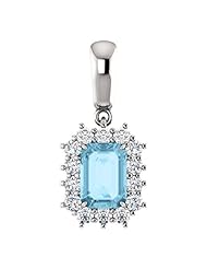 Platinum 7.00x5.00mm Emerald Cut Aquamarine and Diamond Pendant -- LIFETIME WARRANTY