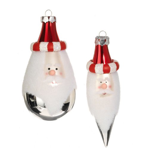 RAZ Imports – Red, White & Silver Santa Claus Glass Ornaments RAZ Imports – Red, White & Silver Santa Claus Glass Ornaments