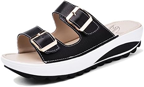 Comvas Womens Summer Skidproof Platform Sandles Ladies Sandals Black 7.5 D(M) US