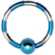 16 Gauge Teal Silver Striped Titanium Captive Ring