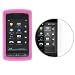 Durable Flexible Soft Hot Pink Silicone Skin Case + Clear Reusable LCD Screen Protector for LG VU CU920 CU915 Cell Phone