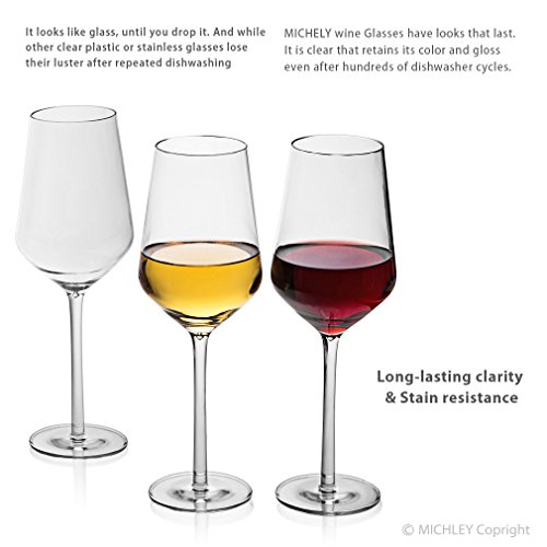 MICHLEY Unbreakable Wine Glasses, 100 Tritan Shatterproof Wine Glasses