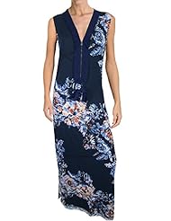 V-neck Floral Print Elastane/Polyester Jumpsuit/Maxi Dress  With a Ribbon 
