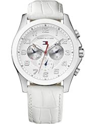 Tommy Hilfiger 1781281 Multi function white dial white leather strap women watch NEW
