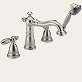 Delta Faucet T4755-SSLHP/H616-SS/DR4707 Victorian Deck Mount With Handshower Whirlpool Faucet - Stai