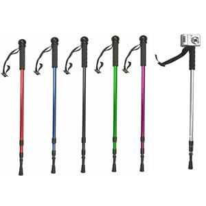 Collapsible Aluminum Shock-Absorbing Hiking Pole - Walking Stick with Camera Mono-Pod (Colors may vary)