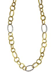 18K Yellow Gold Hammered Link Necklace 24 Inch