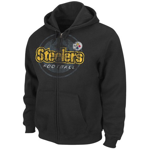 NFL Men's Pittsburgh Steelers Touchback IV Long Sleeve Fullzip Hooded Fleece (Black, X-Large)