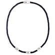 Men's Necklace Leather Black Woven with Stainless Steel Links Magnetic Closure 20" by Bucasi Men's Necklace Leather Black Woven with Stainless Steel Links Magnetic Closure 20" by Bucasi