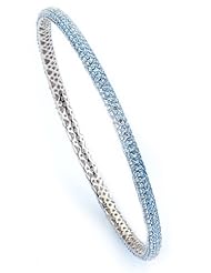 Sterling Silver & Cz Light Blue Bangle