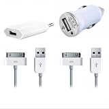 iProtect 4 in 1 Zubeh�r Set Netzteil KFZ Ladeger�t Adapter 2 x Datenkabel USB Sync Ladekabel Highspeed f�r //iPhone 2G, 3G, 3GS, 4, 4S // iPod Min, Photo, Nano 1G, 2G, 3G, 4G // iPod Video, Classic, Touch 1G, 2G //von "iProtect"