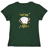 T-Shirt Womens Dark Green " BEWARE British Virgin Islander POKER PLAYER " Countries Large