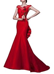 Mermaid Sleeveless Round Neck  Sheer Evening Dress/Tunic  with a Brush/Sweep Train  With a Bow(s)