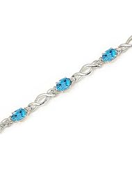 10kt Yellow Gold Oval Blue Topaz and Diamond Bracelet