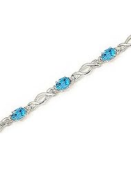 10kt Yellow Gold Oval Blue Topaz and Diamond Bracelet
