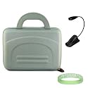Silver Nylon Amazon Kindle DX Hardshell Carrying Case + Black Ebook Reader Light + Live*Laugh*Love Wrist Band!!! (Kindle DX Not Included)