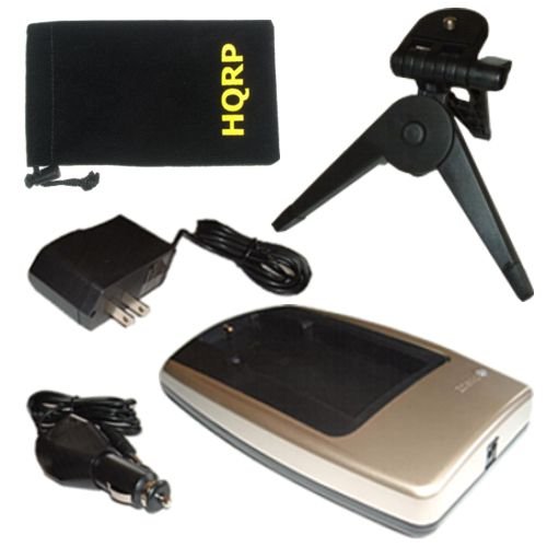 HQRP Battery Charger for Sony CyberShot DSC-W110 / DSC-W120 / DSC-W130 / DSC-W150 / DSC-W170; plus HQRP Mini Tripod and HQRP Carrying Bag