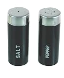 Retro Black Steel Enamel Salt & Pepper Shakers Set Pots
