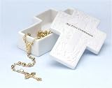 Pack Of 4 My First Communion Cross Keepsake Box & Rosary Sets #40405