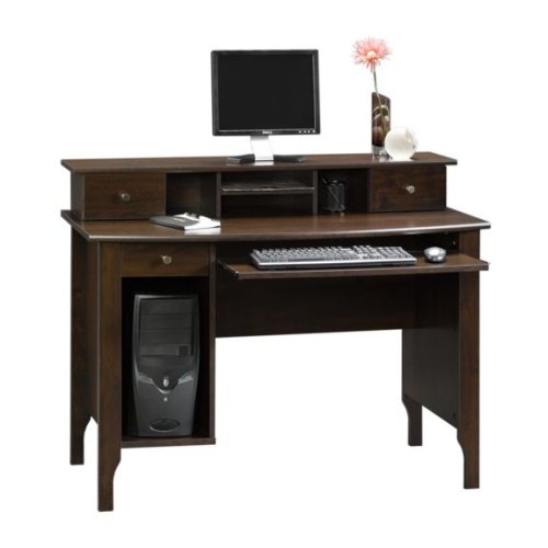 Dark Alder Computer Desk w/ Storage Hutch