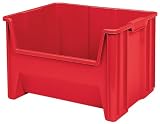 Akro-Mils 13018 Stak-N-Store Stacking Hopper Front Plastic Storage Bin, Red, Case of 2