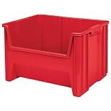 Akro-Mils 13018 Stak-N-Store Stacking Hopper Front Plastic Storage Bin, Red, Case of 2 by Akro-Mils