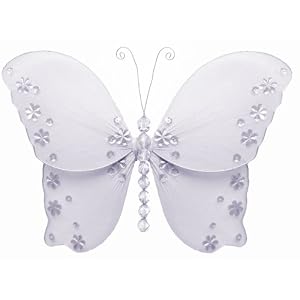 10 White Twinkle Bead Sequin Butterfly nylon hanging ceiling wall baby nursery room... by Bugs-n-Blooms