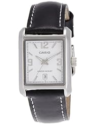 Casio Womens LTP1336L-7A Black Leather Quartz Watch with White Dial