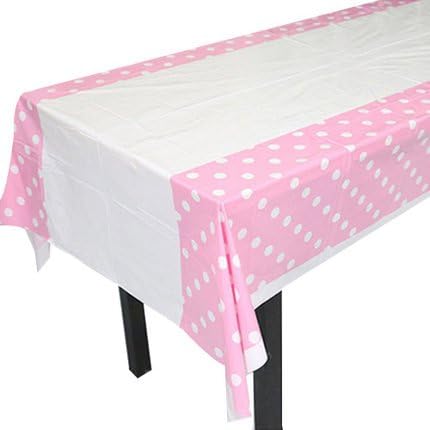 WangO Polka Dot Rectangular Plastic Polyethylene Tableclothes Cover 108"x 180" for EuroCup , Birthday, Christmas, Wedding Celebration Party