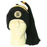 Boston Bruins Hockey Sock Cuffed Winter Knit Hat - Black