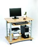 Zyon PC Desk w/ Keyboard Shelf - Pine effect w/ Wheels (PC, Monitor not included)