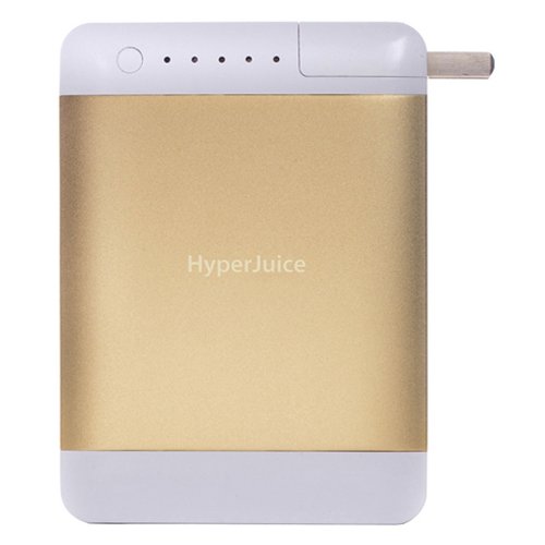 HyperJuice Plug Dual USB External Battery/Charger/Extender for iPhone, iPad, iPod and Android Devices -  10,400mAh, Bullion Gold